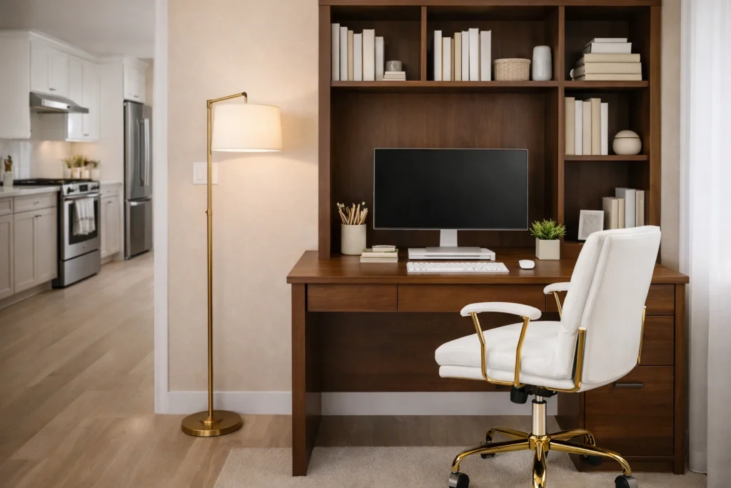 Modern office with light, neutral tones